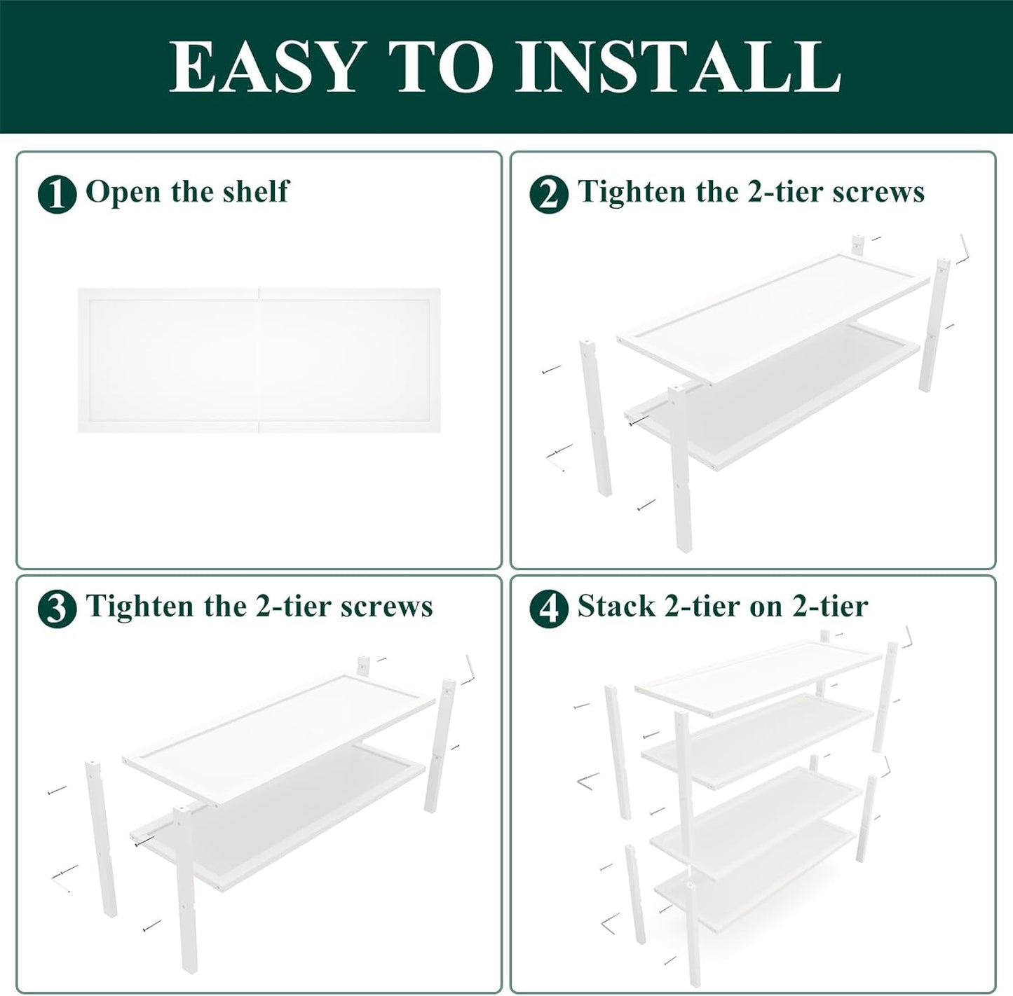 Smiry Bamboo Shoe Rack, 4 Tier Shoe Organizer for Entryway & Closet, Stackable Free Standing Storage Shelf for Shoes, Bags & Plants, White