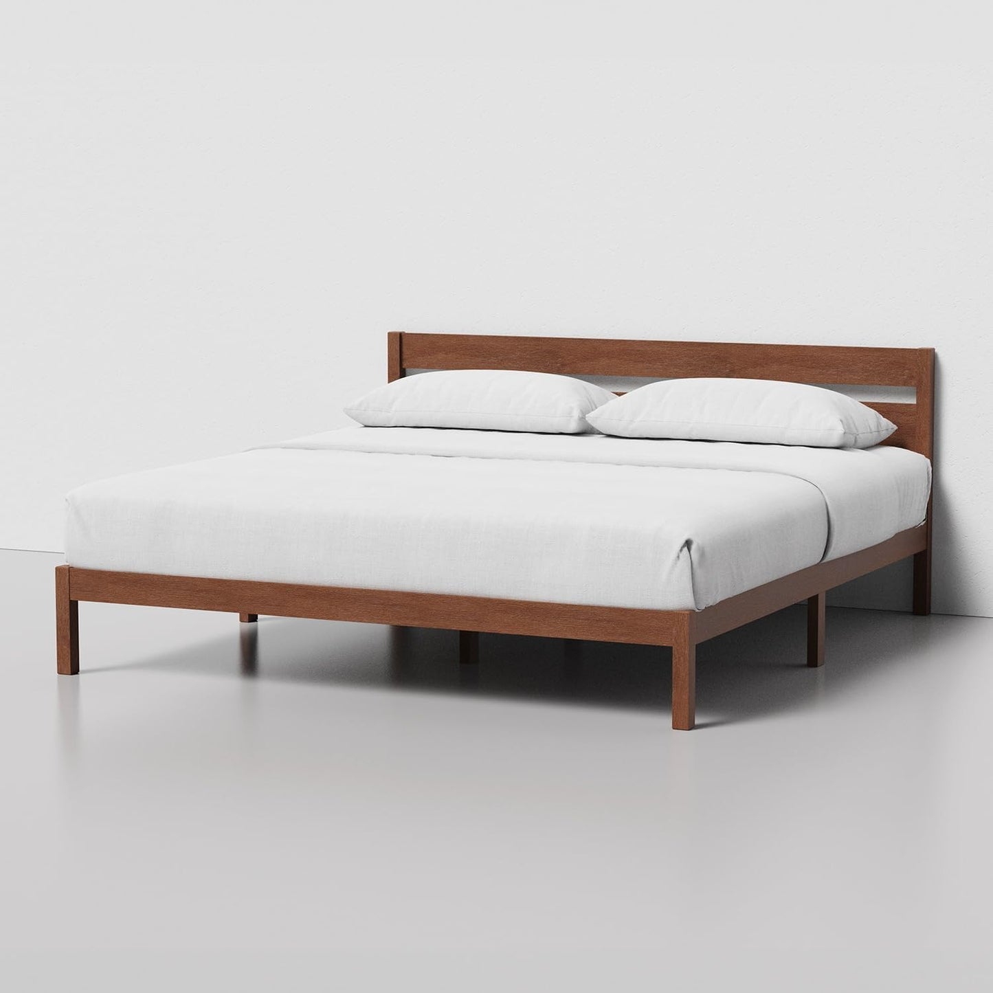 LIFEMENT Classic Wood Platform Bed Frame with Headboard, Essential, Noise Free, Under Bed Storage, No Box Spring Needed, Easy Assembly (Cherry, King (U.S. Standard))