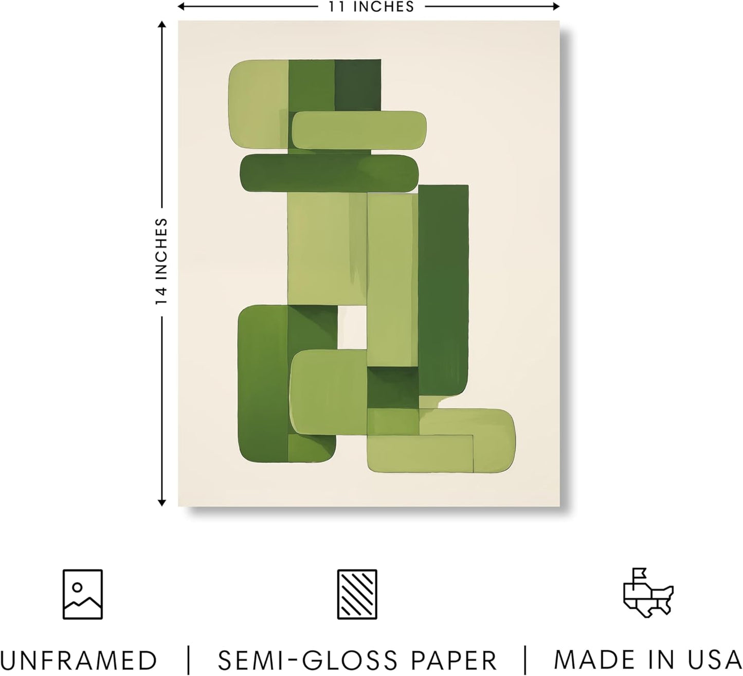 HAUS AND HUES Modern Abstract Wall Art - Blue and Green Living Room Art, Modern Artwork for Walls, Minimalist Picture for Living Room(Green Geometric, Unframed, 11x14)