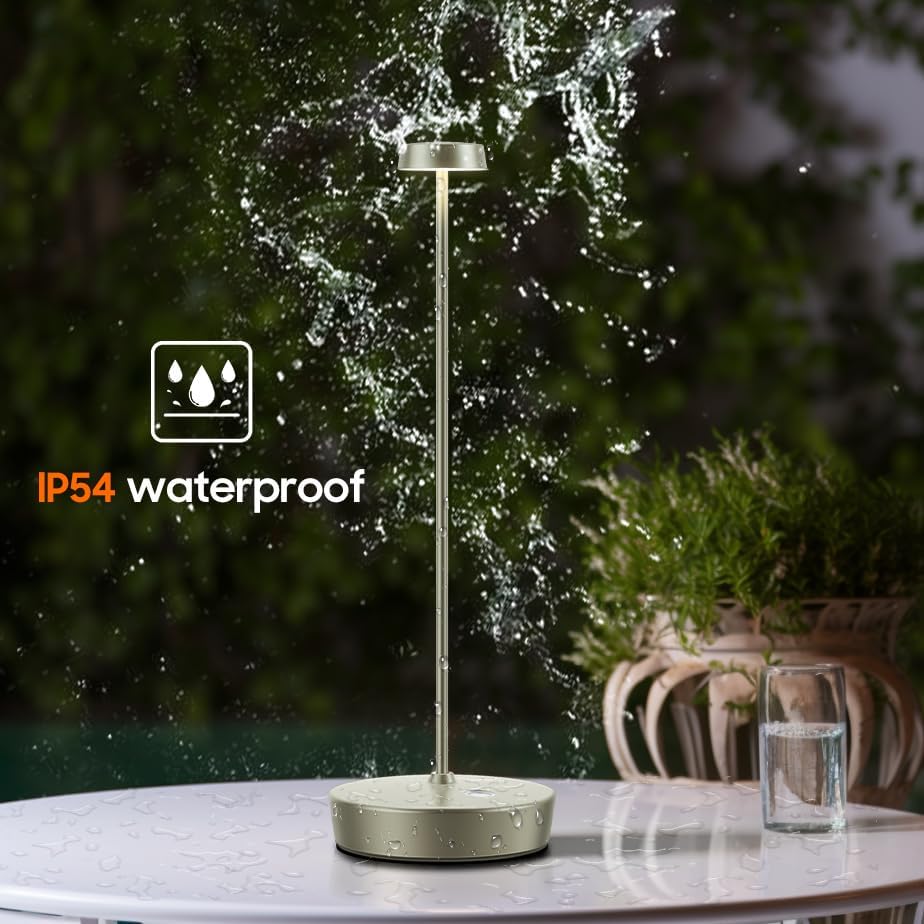 2Pack Cordless LED Table Lamp，Rechargeable Battery Desk Lamps, 3 Color Stepless Dimmable Metal Battery Table Lamps, Portable Table Light for Indoor/Outdoor/Restaurants/Bedroom/Bar