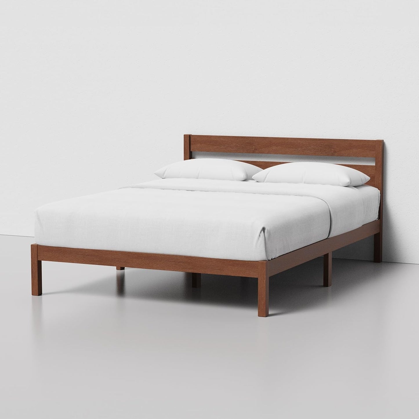 LIFEMENT Classic Wood Platform Bed Frame with Headboard, Essential, Noise Free, Under Bed Storage, No Box Spring Needed, Easy Assembly (Cherry, Queen (U.S. Standard))