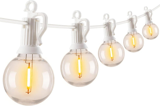 Brightown 25 Feet LED Outdoor String Lights with Shatterproof G40 Edison Bulbs, Connectable and Weatherproof Strand, Commercial Grade Patio Lights for Backyard Garden Patio Decorative, White