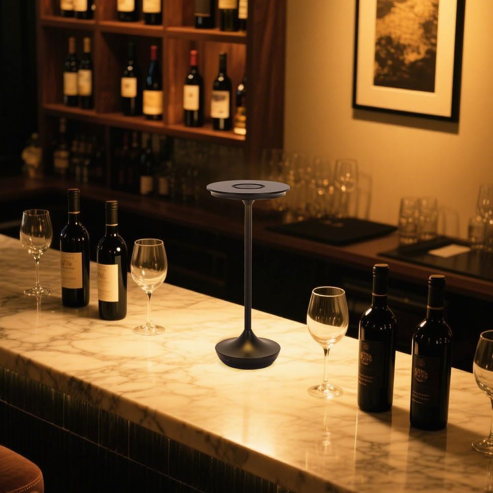 EJQ Rechargeable Cordless Table Lamp, 6000mAh Battery Operated LED Table Lights,Touch Control - 3 Color Dimmable for Bedroom, Patio, Cofee, Outdoor,Dining Home,Restaurant&Living Room-Black