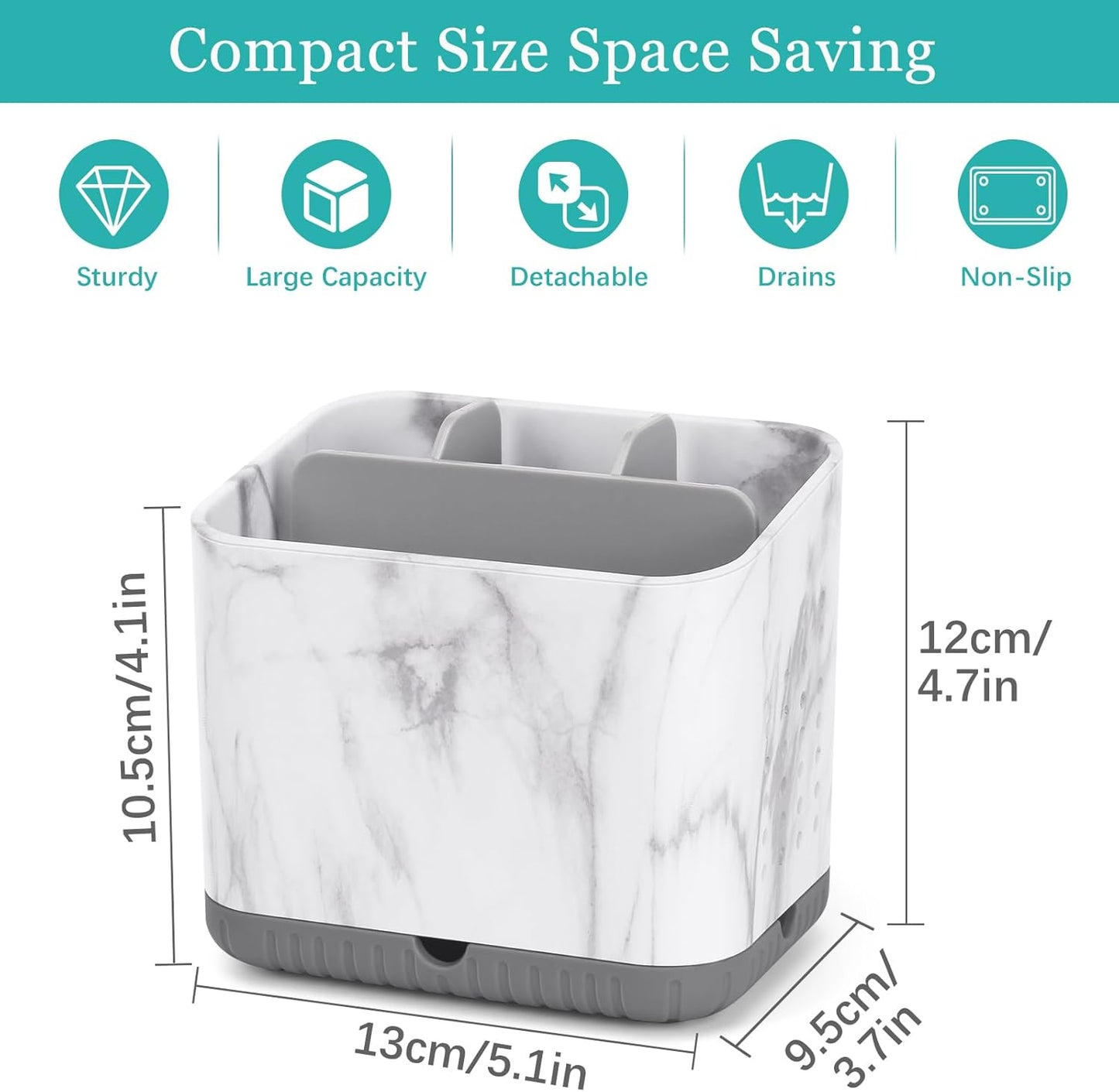 Toothbrush Holders for Bathrooms, Tooth Brush Holder for Bathroom Countertop Organizer, Kids Electric Toothbrush and Toothpaste Holder (Grey Marble Grain)