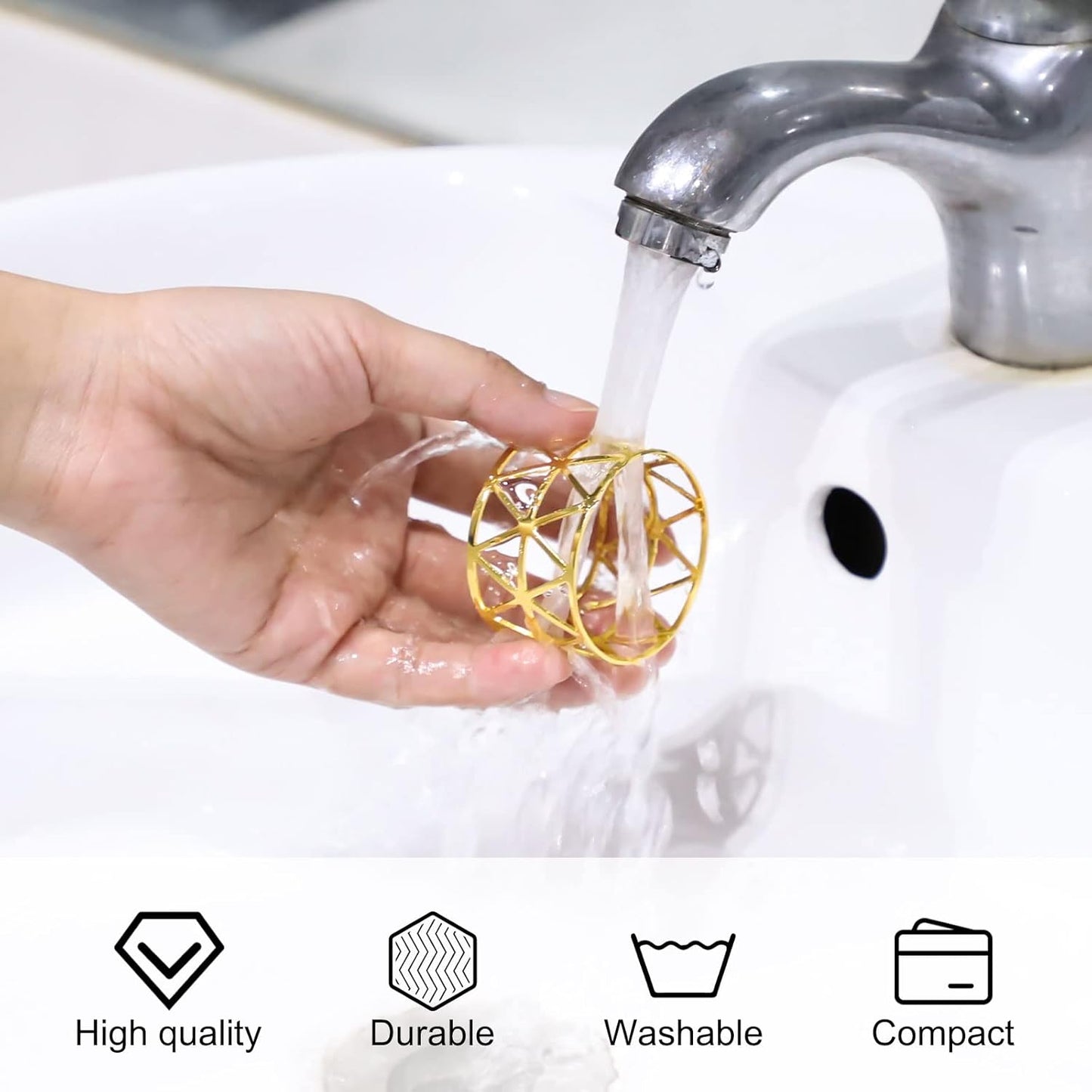 12 Pcs Gold Napkin Rings - Set of 12 Metal Napkin Ring Holders for Party Table Settings