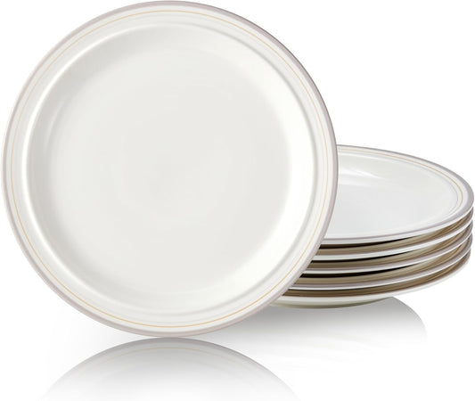 10.5-inch Porcelain Dinner Plate Set of 6 - Microwave, Oven and Dishwasher Safe, Scratch Resistant. (Cozy Gray)