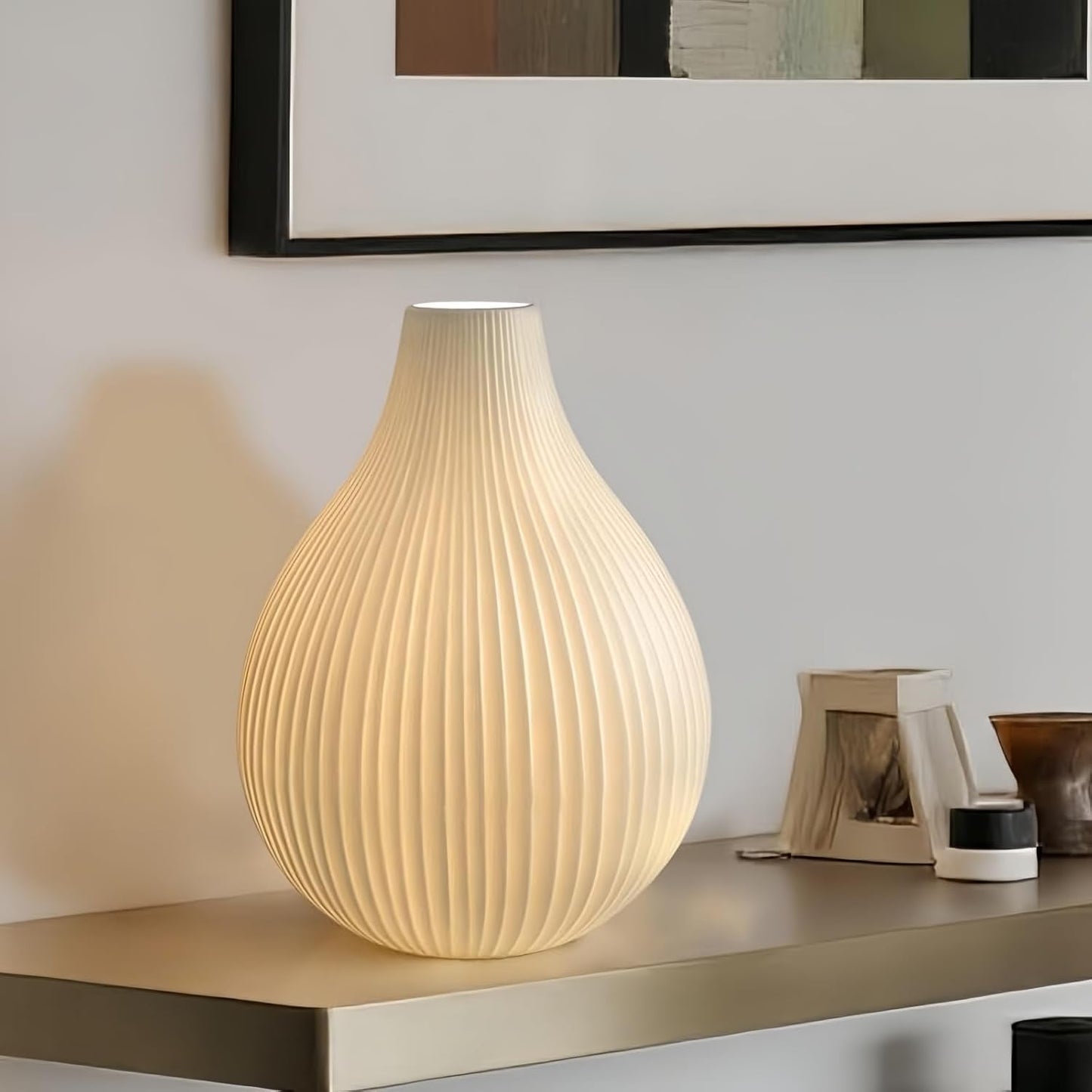 RONDURE 11.0" Modern Ceramic Table Lamp, Modern Bedside Lamps for Bedroom, Living Room and Nightstand, White Translucent Ceramic Shade, Warm Ambient Lighting, Home Decor