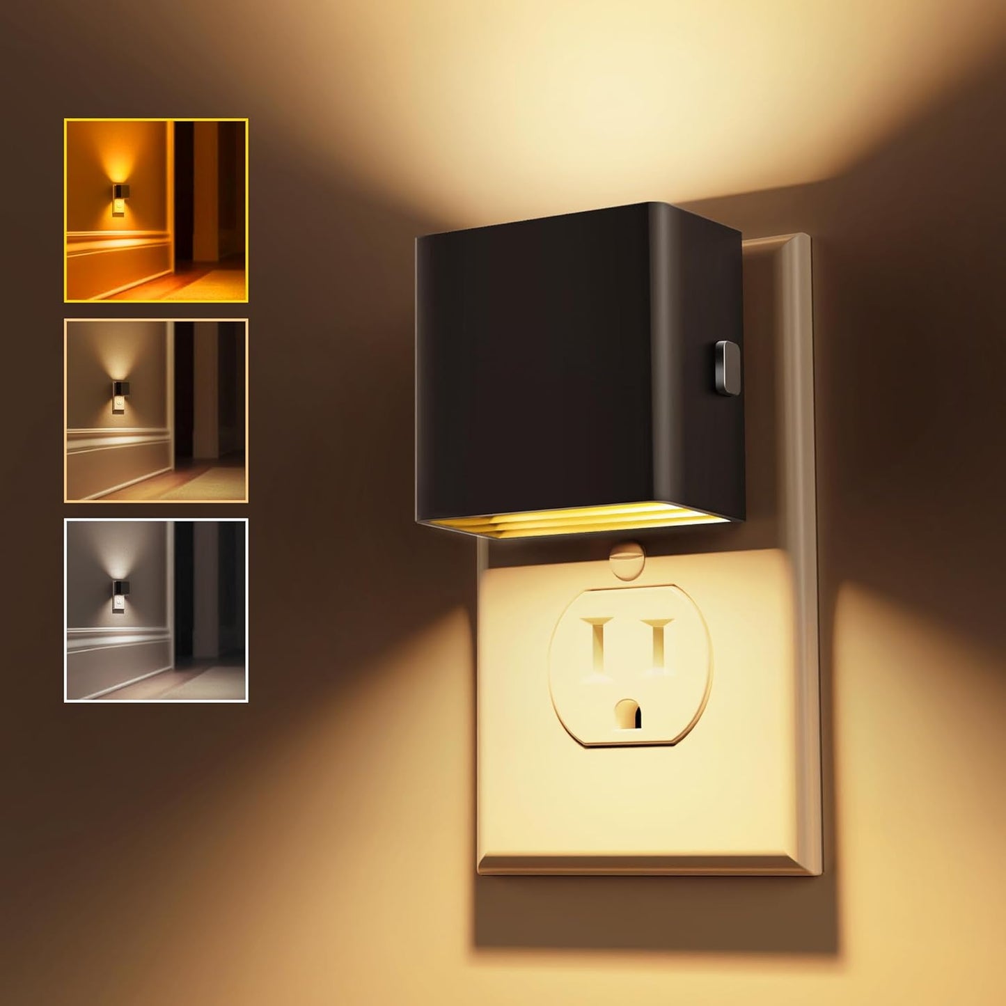 L LOHAS LED Night Lights Plug into Wall,[2-Pack] Plug in Night Light with Dusk to Dawn Sensor,3CCT 1600K/2700K/5000K,Brightness Adjustable,Nightlight for Adults Bathroom Bedroom