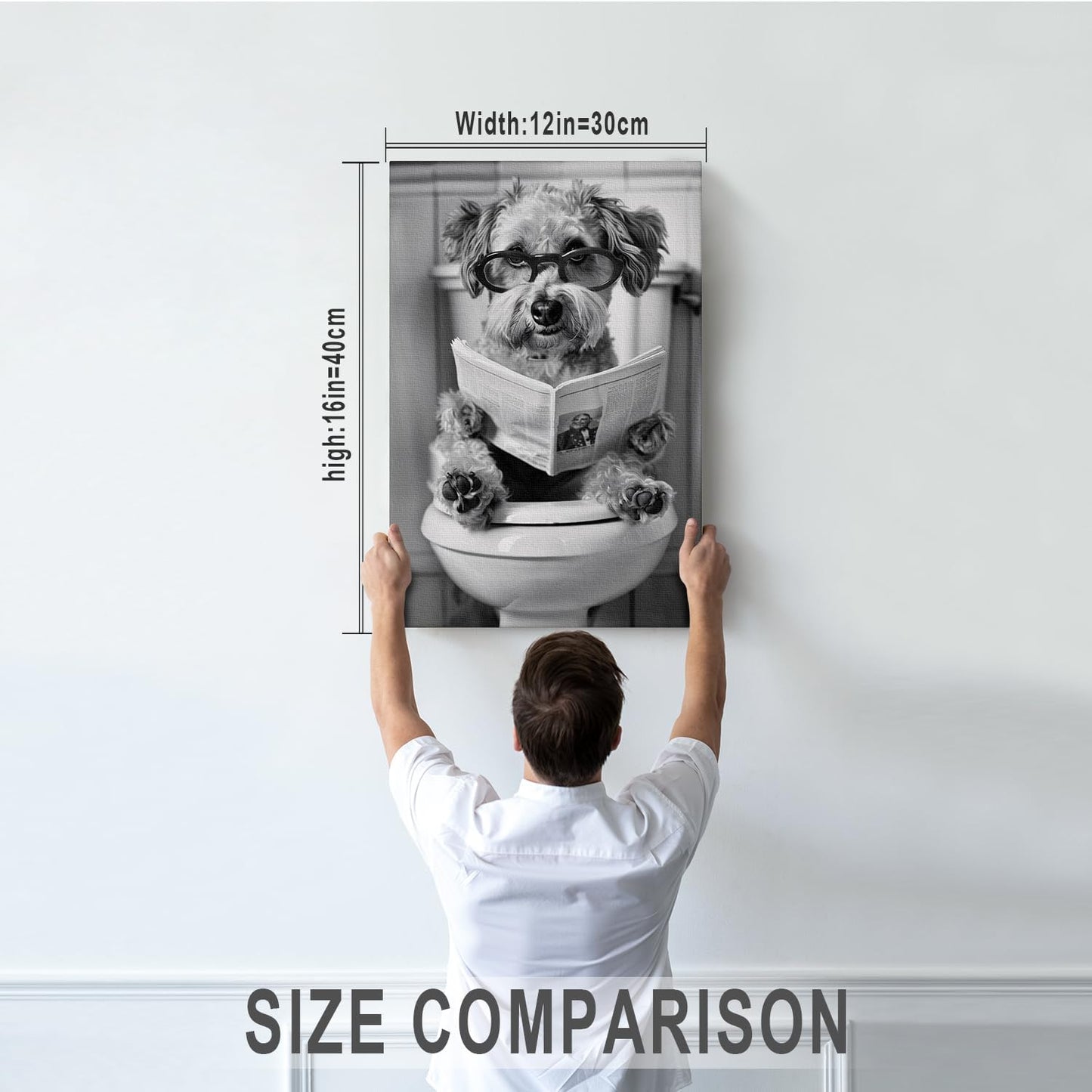 DIHSIEG Inspirational Canvas Wall Art Funny Bathroom Wall Art Print Poster, Frameless Canvas Decor,with Hook, Can be Placed on the Table,Motivational Prints,Dark 12x16 Inch