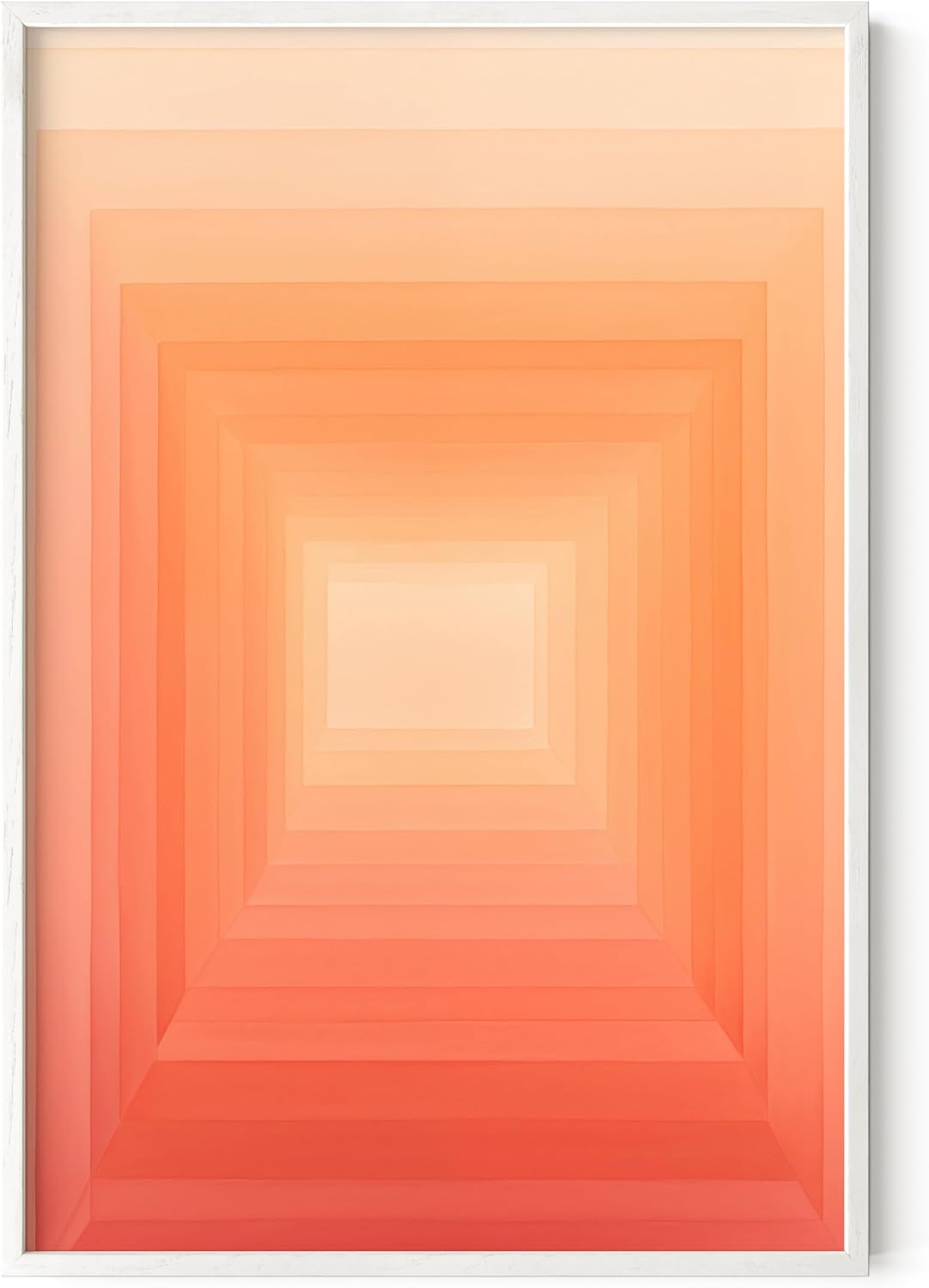 HAUS AND HUES Colorful Abstract Wall Art - Minimalist Retro Picture for Living Room Decor, Red and Pink Modern Wall Art Painting (Pink Geometric 2, White Frame, 24x36)