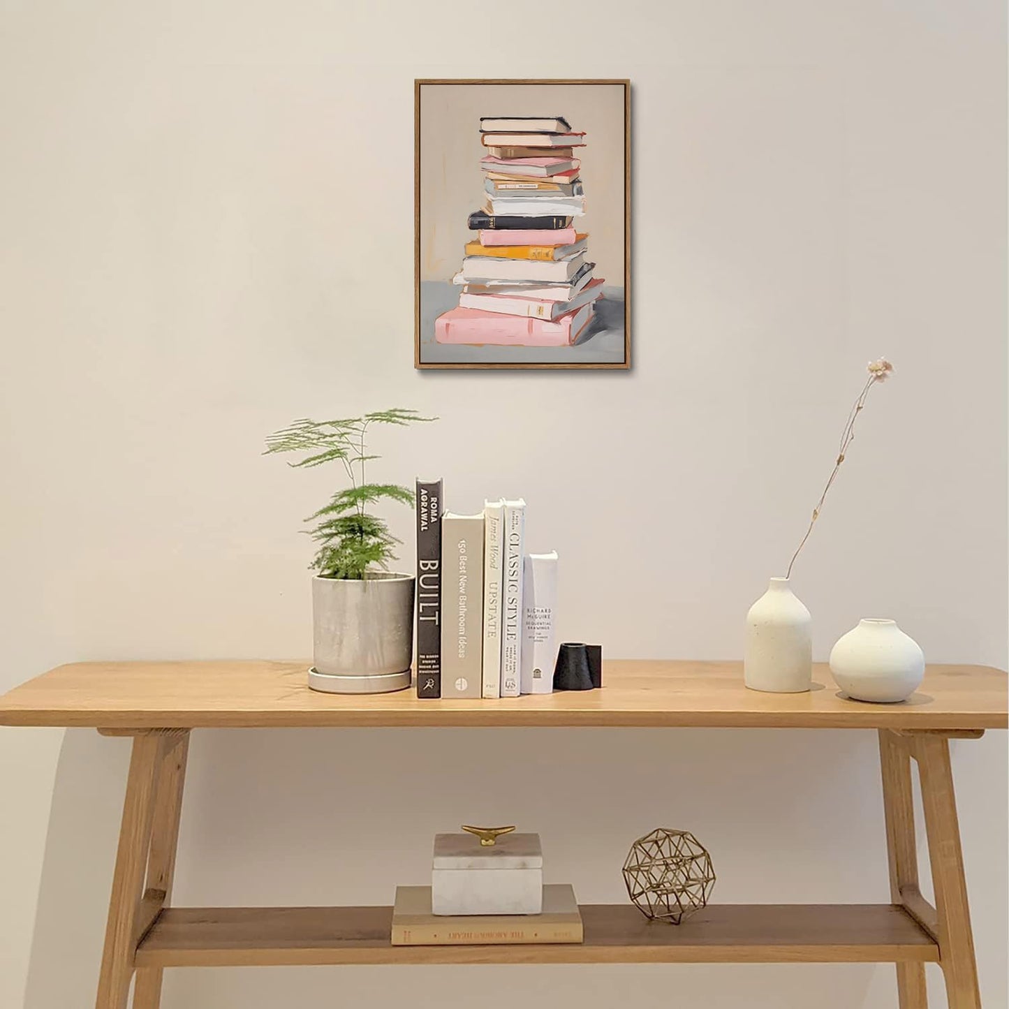 Djmwtb Framed Wall Art Book Canvas Wall Art Prints Vintage Library Books Wall Decor Aesthetic Posters Pictures Bookish Paintings for Classroom Reading Room Kids Bedroom 16x24in