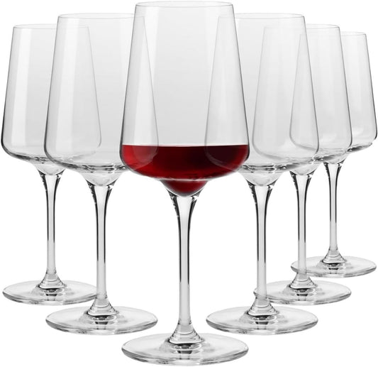 Krosno Red Wine Glasses | Elegant Design | Set of 6 | 16.9 oz | Infinity Collection | Ideal for Home, Restaurants and Receptions | Dishwasher Safe | Lead-Free Crystal Glass