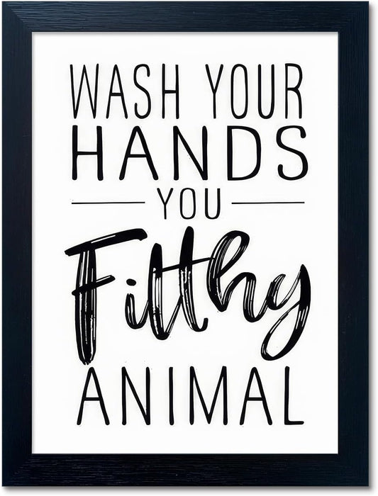 Bathroom Decor Wall Art Black and White Bathroom Decor Signs Print Framed Guest Toilet Art Kid's Washroom Artwork
