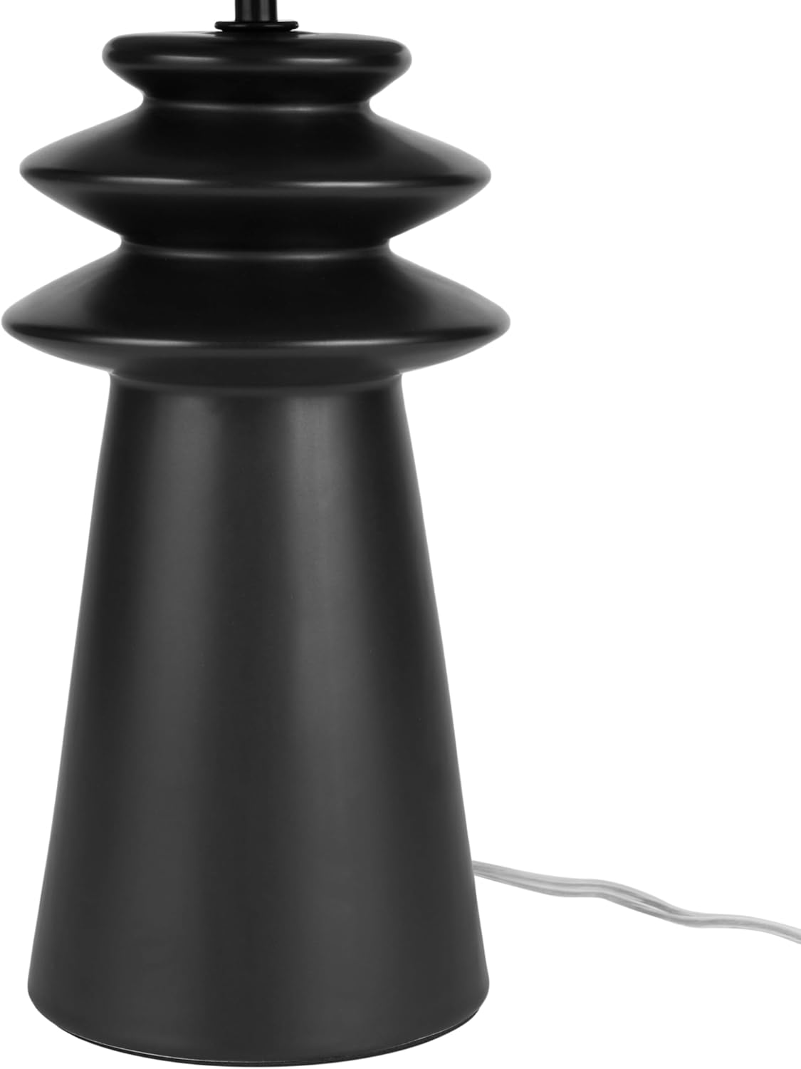 Nourison Home 22" Black Ceramic and Straw Tiered Table Lamp for Bedroom, Living Room, Console, Entryway