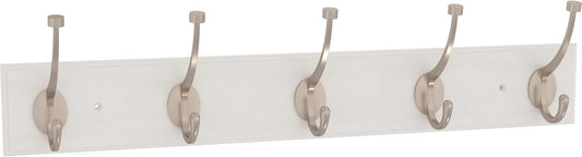 Franklin Brass Pilltop (1-Pack) 27' Coat Rack Wall Mount Pure White Hat Rack with 5 Hooks Mounted Hanging Hook Rail for Clothes, Towels, Purses, Bags, Kitchen, Entry, Closet Organization B46716K-PMN-R