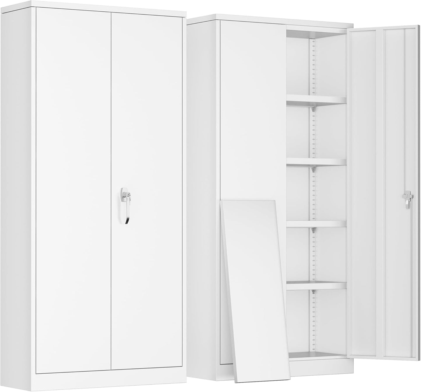 Greenvelly Metal Garage Storage Cabinet,Steel Lockable Storage Cabinet with 2 Doors and 4 Adjustable Shelves,Tall Metal Cabinet Locking File Cabinet for Office,Home, Garage, Gym, School