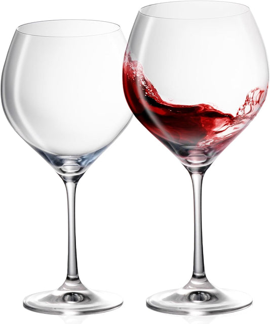 KAMMAK Wine Glasses Set of 2, 22 oz Hand Blown Crystal Bordeaux Wine Glasses, Thin Rim & Long Stem, Perfect for Red & White, Daily Use, Wedding Anniversary or Birthday Gift with Gift Box, Sofia