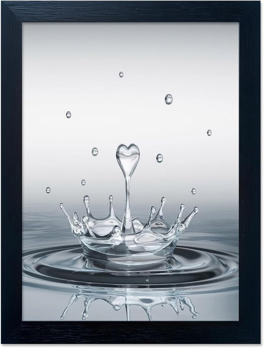 Bathroom Pictures Wall Decor Heart Water Drop Splash Canvas Print Artwork Framed Bathroom Wall Art Modern Painting Artworks for Home Office Decoration