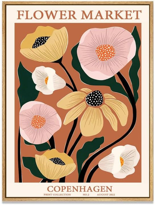 Zzuyi Botanical Decor Framed Wall Art, Vintage Floral Wall Art, Large Wall Decor for Living Room, Bed Room, Office - 24"x 32" Natural Framed