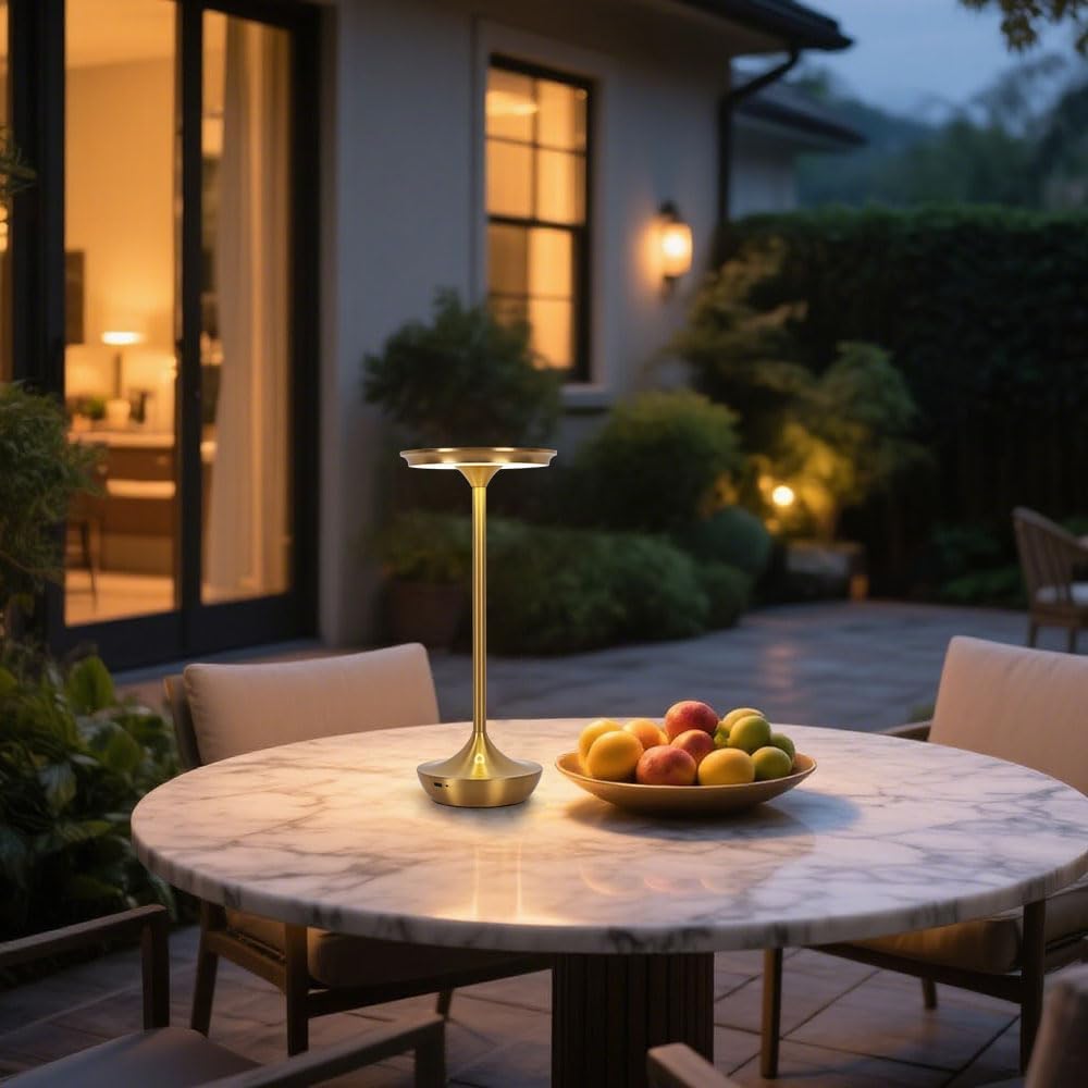 EJQ Rechargeable Cordless Table Lamp, 6000mAh Battery Operated LED Table Lights Outdoor Portable Touch Dimmable Table Lamp for Bedroom Patio Cofee Restaurant Dining Home Set of 2-Gold