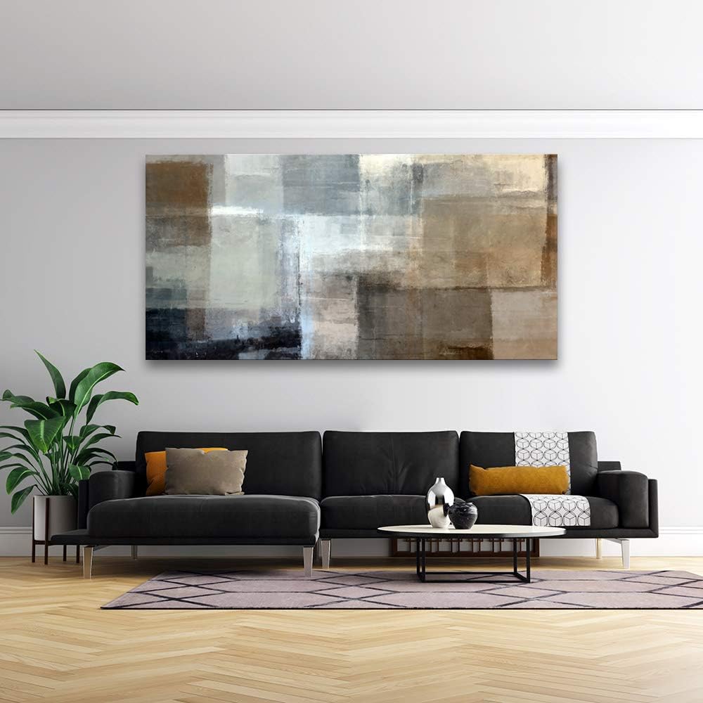Baisuart A61275 Canvas Prints Abstract Wall Art Print Paintings Grey and Brown Stretched Canvas Wooden Framed for living Room Bedroom and Office Home Decor Artwork XXLarge 30x60inch