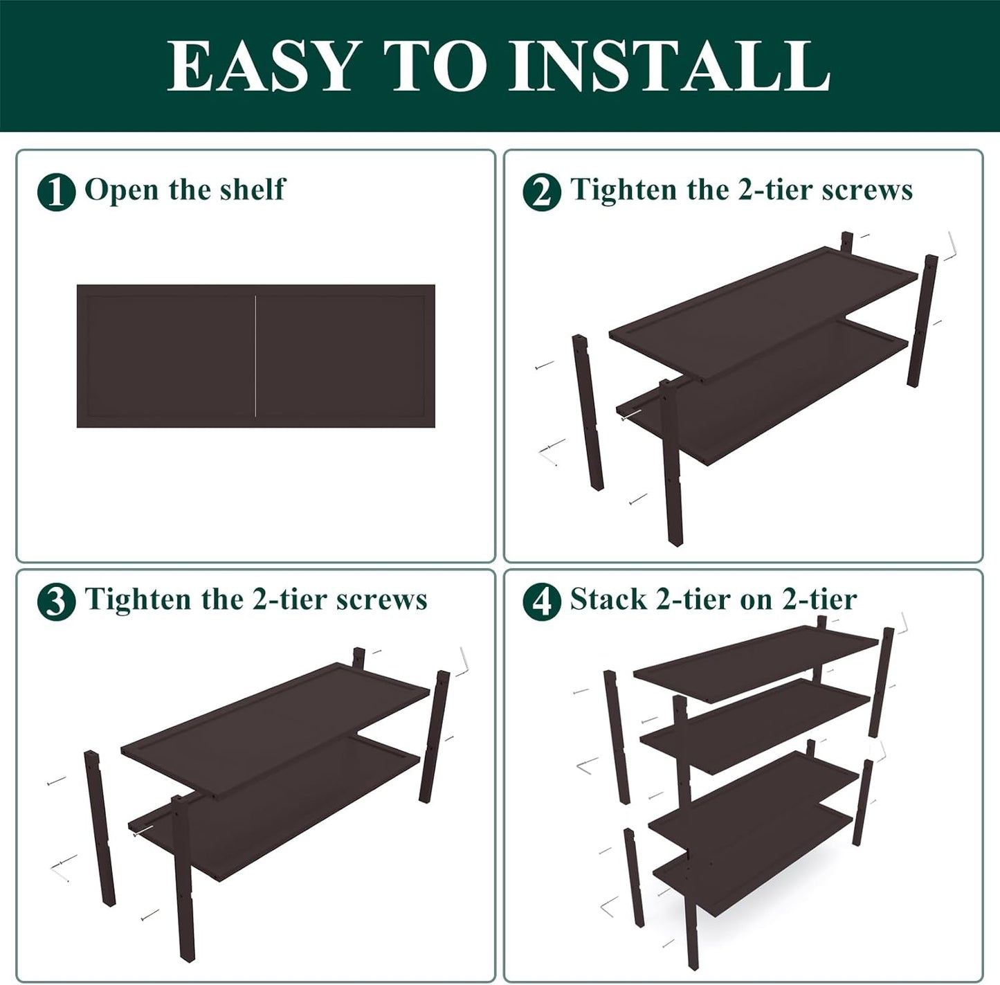 Smiry Bamboo Shoe Rack, 4 Tier Shoe Organizer for Entryway & Closet, Stackable Free Standing Storage Shelf for Shoes, Bags & Plants, Brown