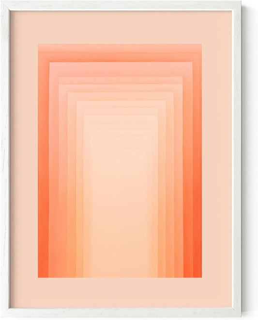 HAUS AND HUES Colorful Abstract Wall Art - Minimalist Retro Picture for Living Room Decor, Red and Pink Modern Wall Art Painting (Pink Geometric, White Frame, 12x16)