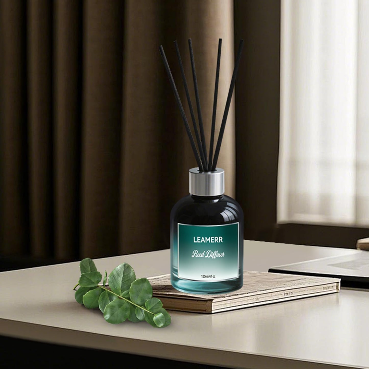 Reed Diffuser Sets, 4oz (120mL)- White Tea Reed Diffuser Oils, with 5 Reed Sticks, Home Fragrance Reed Diffuser for Bathroom Shelf Decoration.