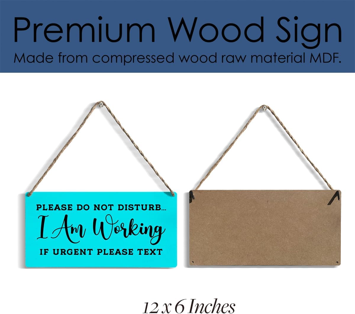 Front Door Please Do Not Disturb Sign, I Am Working f Urgent Please Text Signs, Wall Art Wooden Hanging Plaque 12 x 6 Inch, For Front Door Home Porch Entrance Decoration