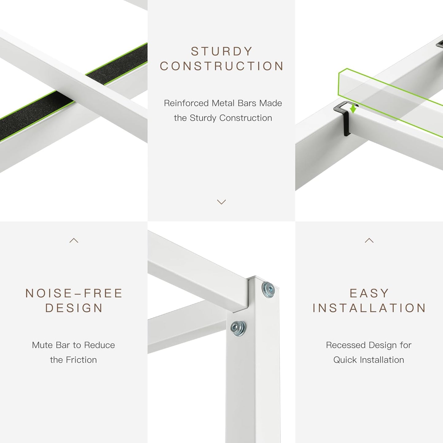 ikalido Full Size Metal Canopy Bed Frame, Modern Four-Poster Platform Bed Frame, Mattress Foundation with Metal Slats Support/Under-Bed Storage Space/No Box Spring Needed/White