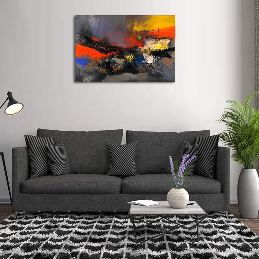 Red Black and Gray Abstract Canvas Wall Art Colorful Modern Multicolored Pictures for Living Room Contemporary Painting Wall Decor for Bedroom Home Office Decortions 24x36 inches