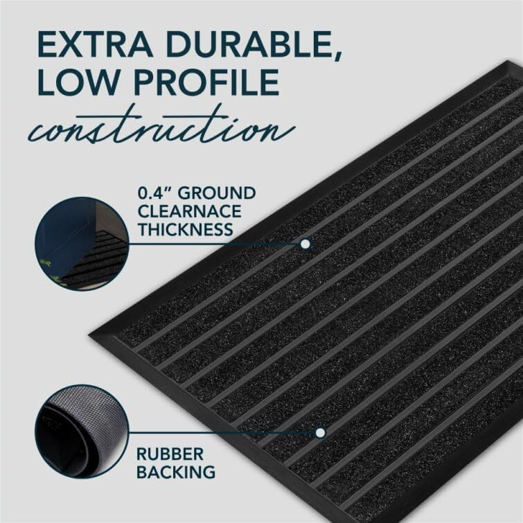 ubdyo Extra Durable Door Mat - Dirt Trapping Outdoor Welcome Mats - Non-Slip Outdoor Indoor Entrance - Low Profile Front Doormat (36" x 24", Bright Black)