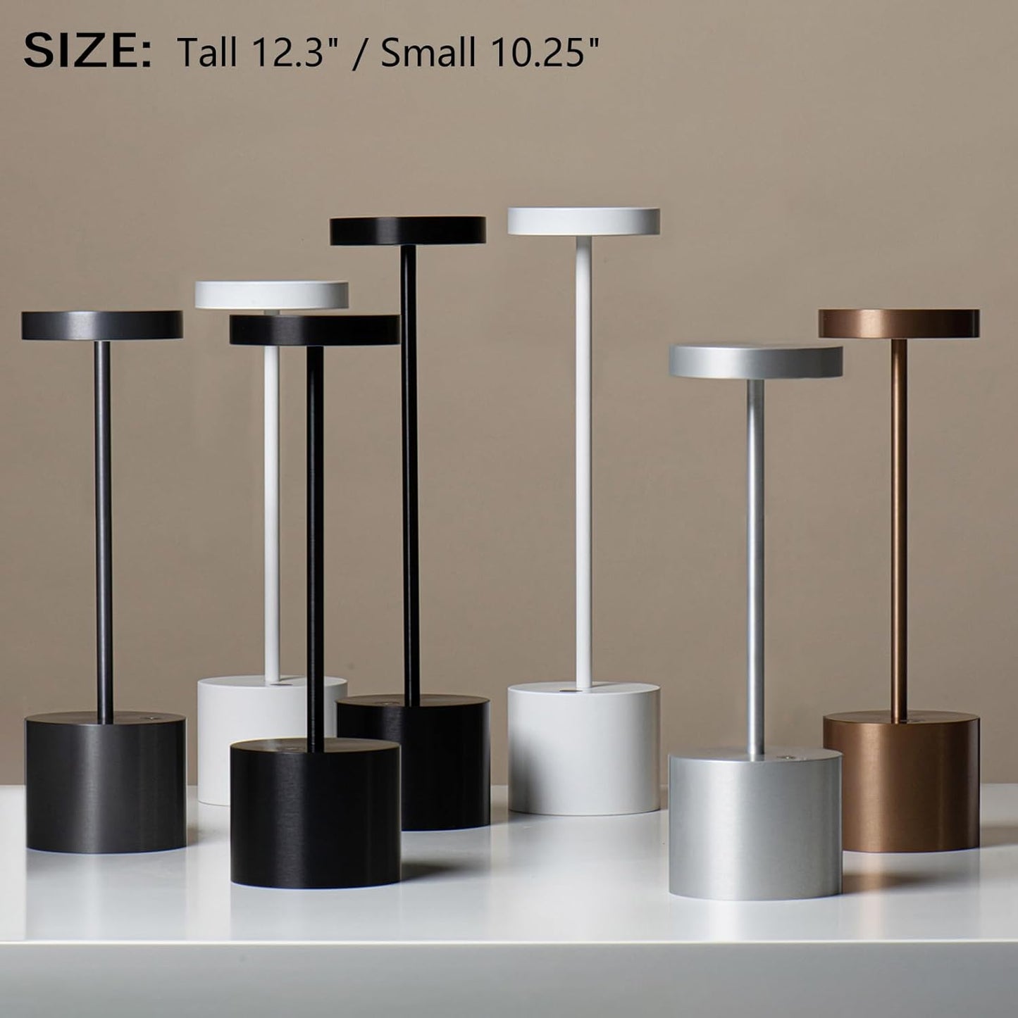 2 Pack Cordless Rechargeable Table Lamp, 3 Color Temperature & Dimmable, IP54 Waterproof Battery Operated Portable LED Light for Outdoor, Patio, Restaurant, Bedside, Shower(Silver)