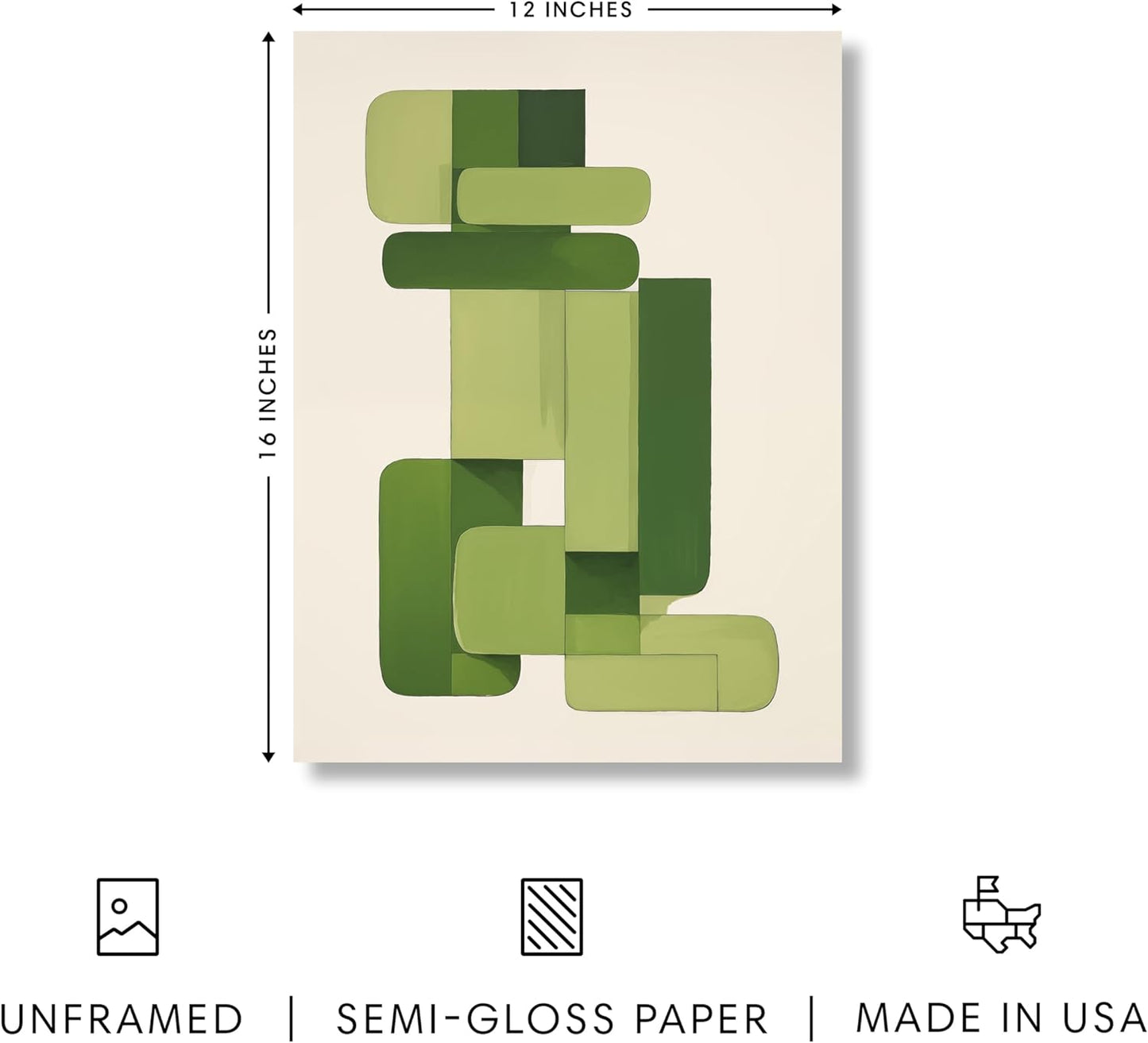 HAUS AND HUES Modern Abstract Wall Art - Blue and Green Living Room Art, Modern Artwork for Walls, Minimalist Picture for Living Room(Green Geometric, Unframed, 12x16)