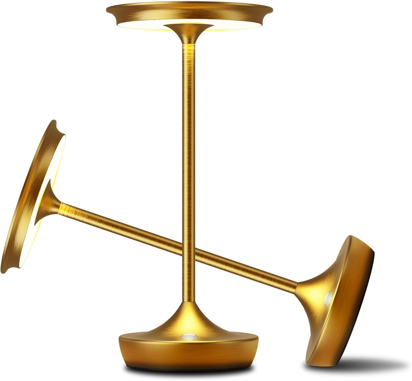 YHT Cordless Table Lamp, Restaurant Bedroom LED Rechargeable Stepless Dimming Desk Lamp, Outdoor Patio Portable 6000mAh IP54 Waterproof Table Light (Gold 2Pack)