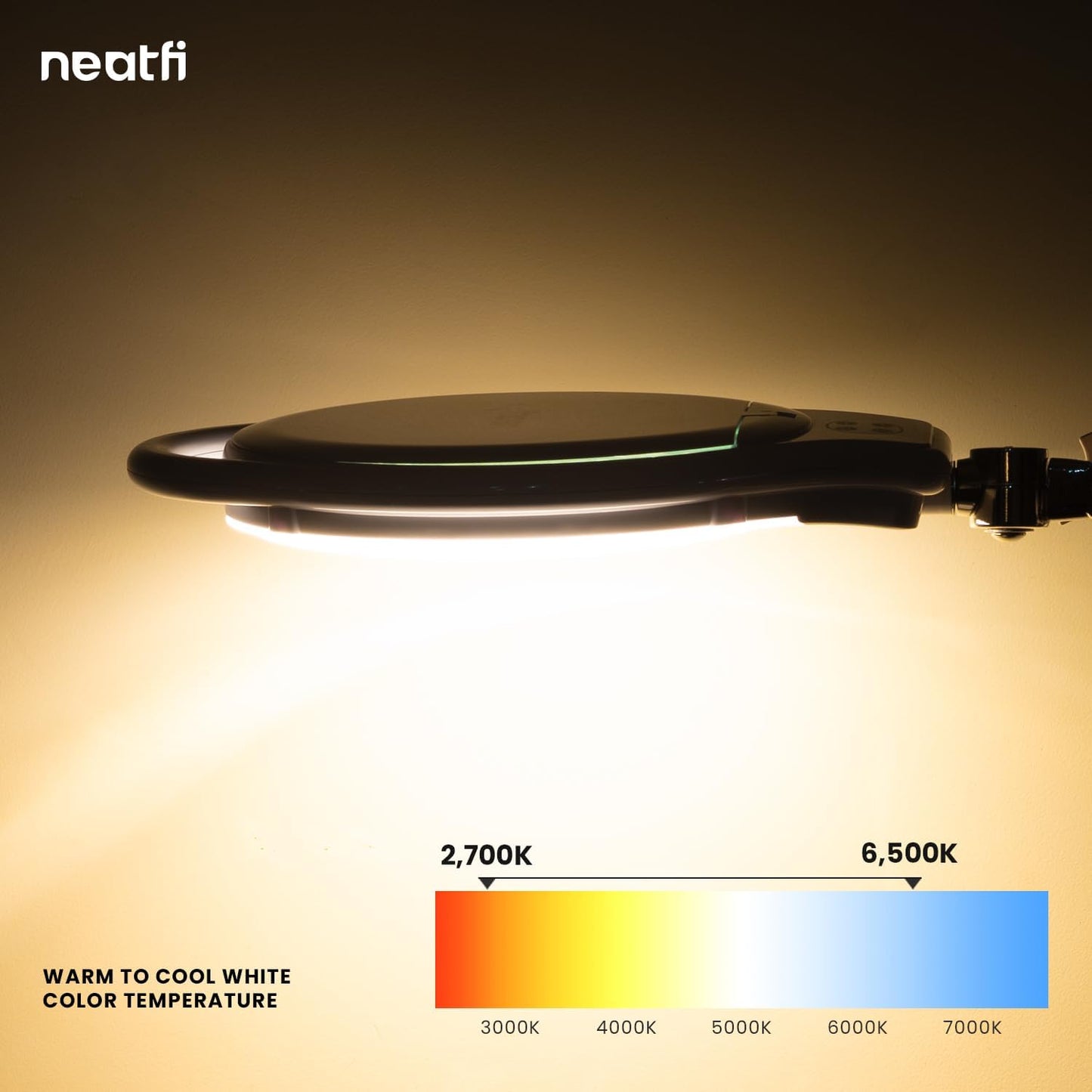 Neatfi Elite XL HD Super LED Magnifying Lamp, 3 Diopter with 12 Diopter, Dimmable, 3 Light Modes (3000K/4000K/6500K), Glare-Free, Adjustable Arm (White, 7-Inch Glass Lens with Clamp)