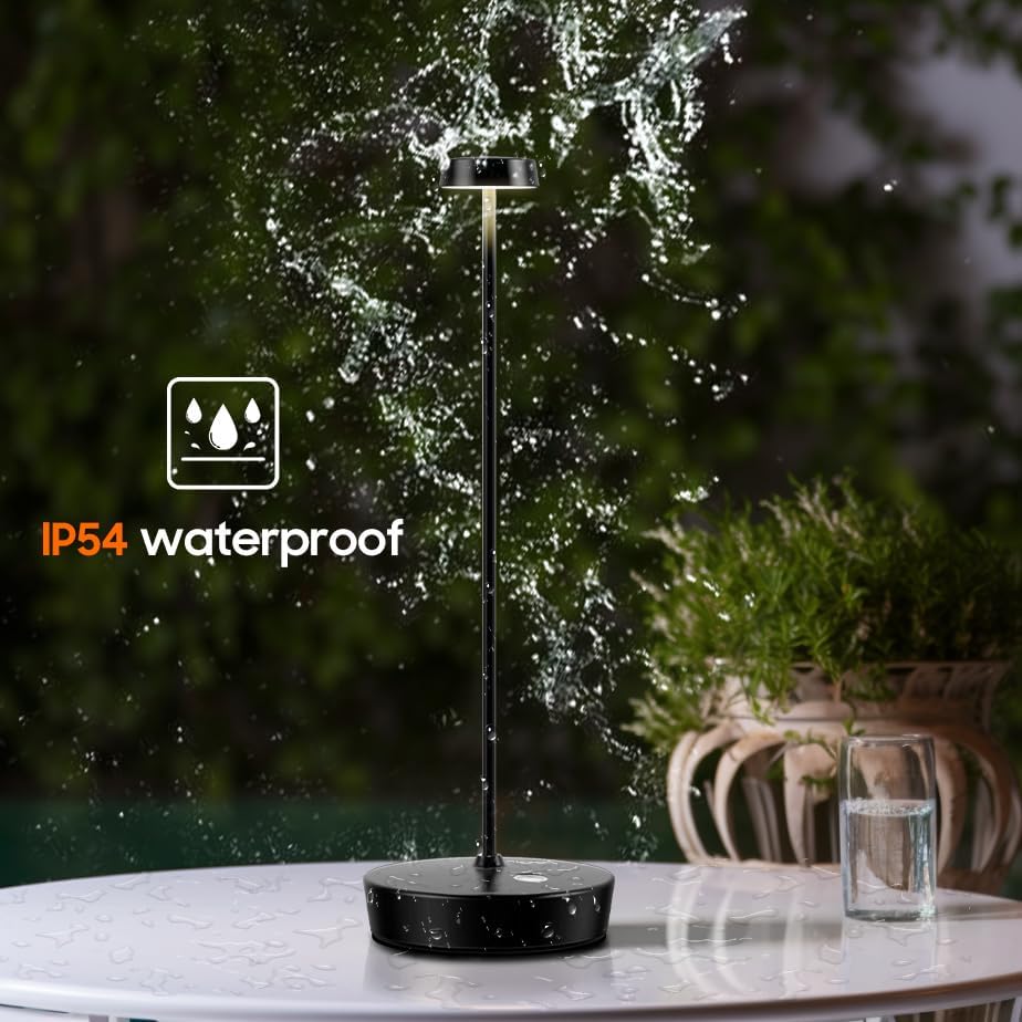 2Pack Cordless LED Table Lamp，Rechargeable Battery Operated Table Light, 3 Color Stepless Dimmable Table Lamp, Portable Table Light for Outdoor/Restaurants/Patio