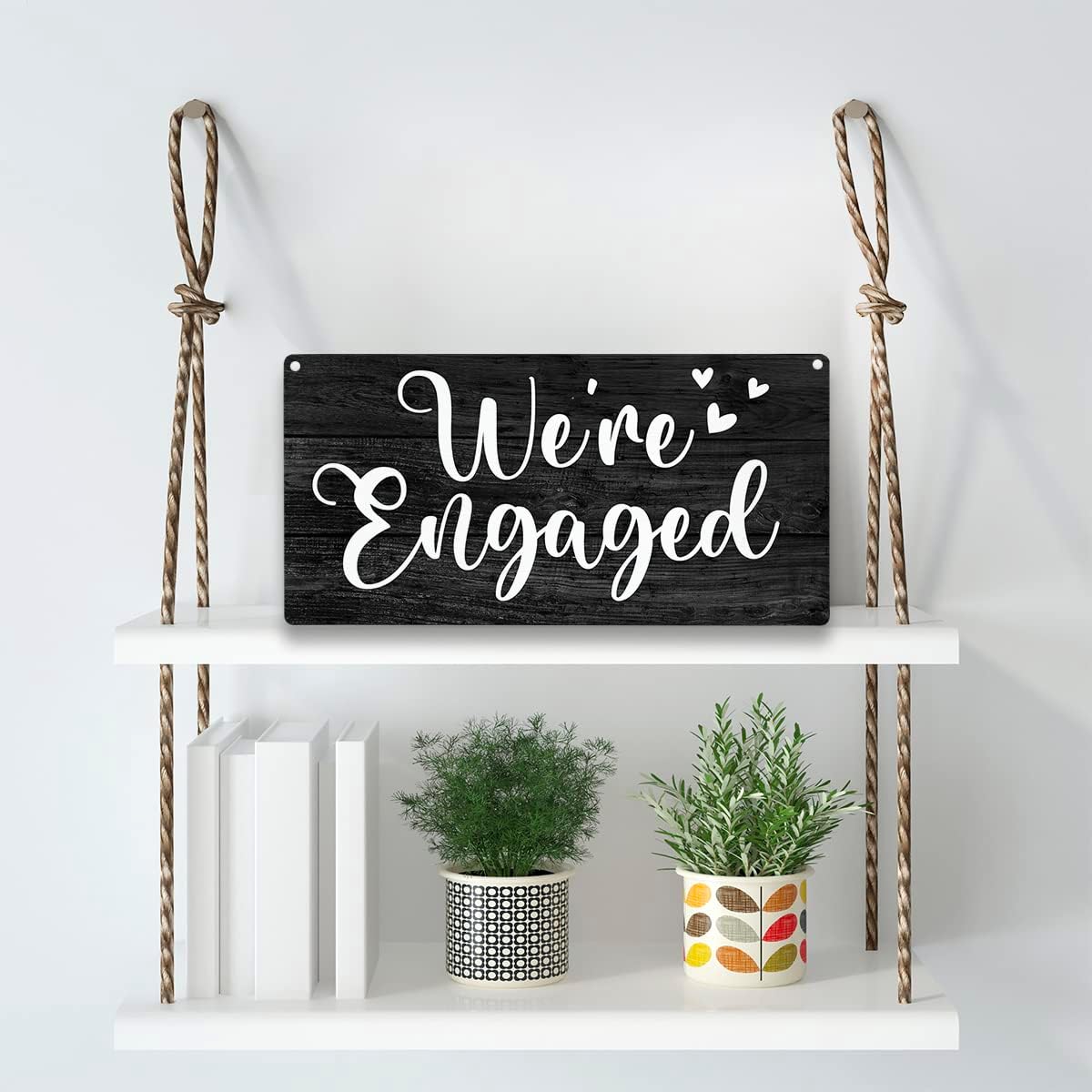 YCYD We're Engaged Wood Sign Rustic Wedding Proposal Wooden Hanging Plaque for Home Wedding Wall Art Decoration 6 x 12 Inches Present