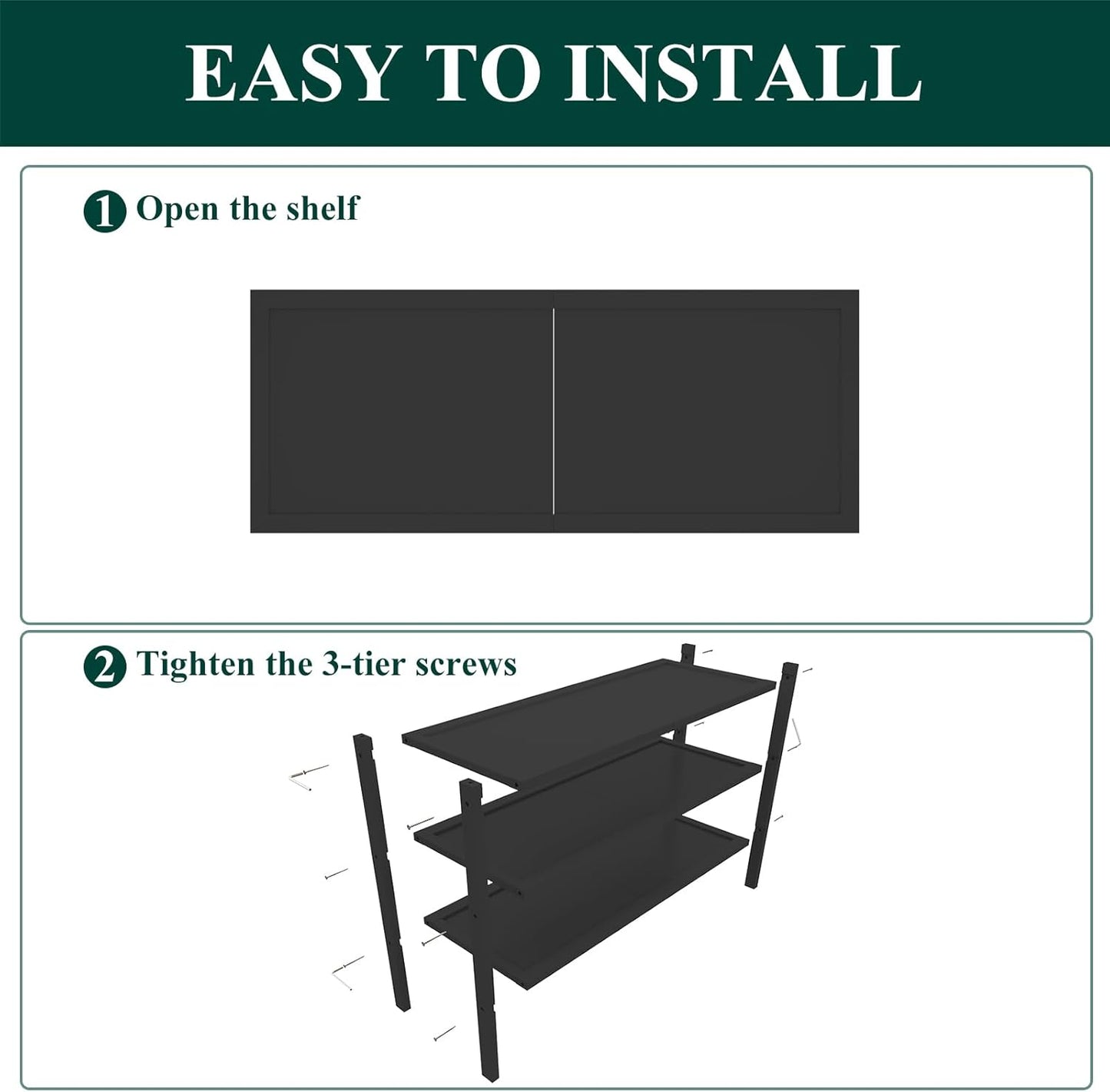 Smiry Bamboo Shoe Rack, 3 Tier Shoe Organizer for Entryway & Closet, Stackable Free Standing Storage Shelf for Shoes, Bags & Plants, Black