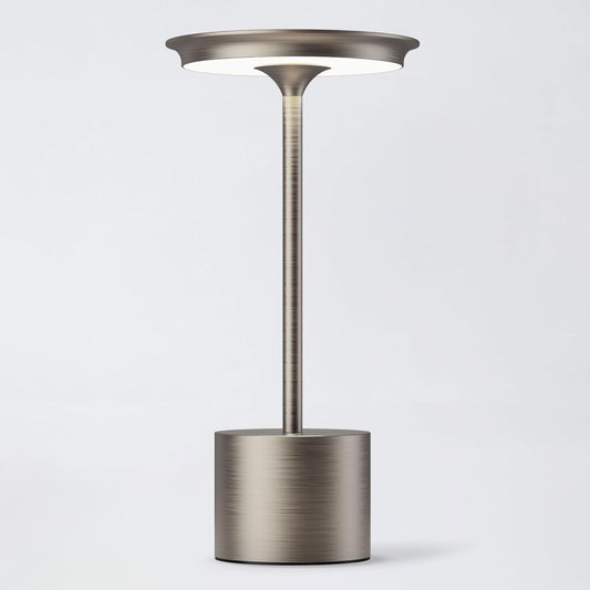Cordless Table Lamp, Portable Rechargeable 6000mAh Outdoor Table Lamp, 3 Color Stepless Dimming Battery Powered Lamp, LED Table Light for Dinner/Bedroom/Restaurant/Outdoor (Silver)