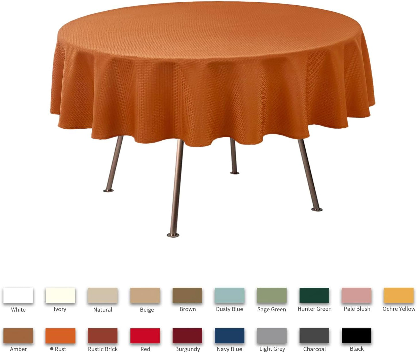 maxmill Round Tablecloth Weaved Pattern Spill-Proof Wrinkle Free Soft Jacquard Table Cloth for Circular Table Cover, for Dining Room Fall Harvest Thanksgiving Parties Holiday Dinner, 70 Inch, Rust
