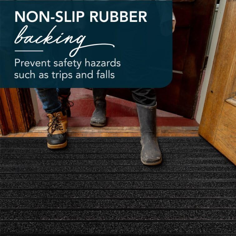 ubdyo Extra Durable Door Mat - Dirt Trapping Outdoor Welcome Mats - Non-Slip Outdoor Indoor Entrance - Low Profile Front Doormat (47" x 32", Bright Black)