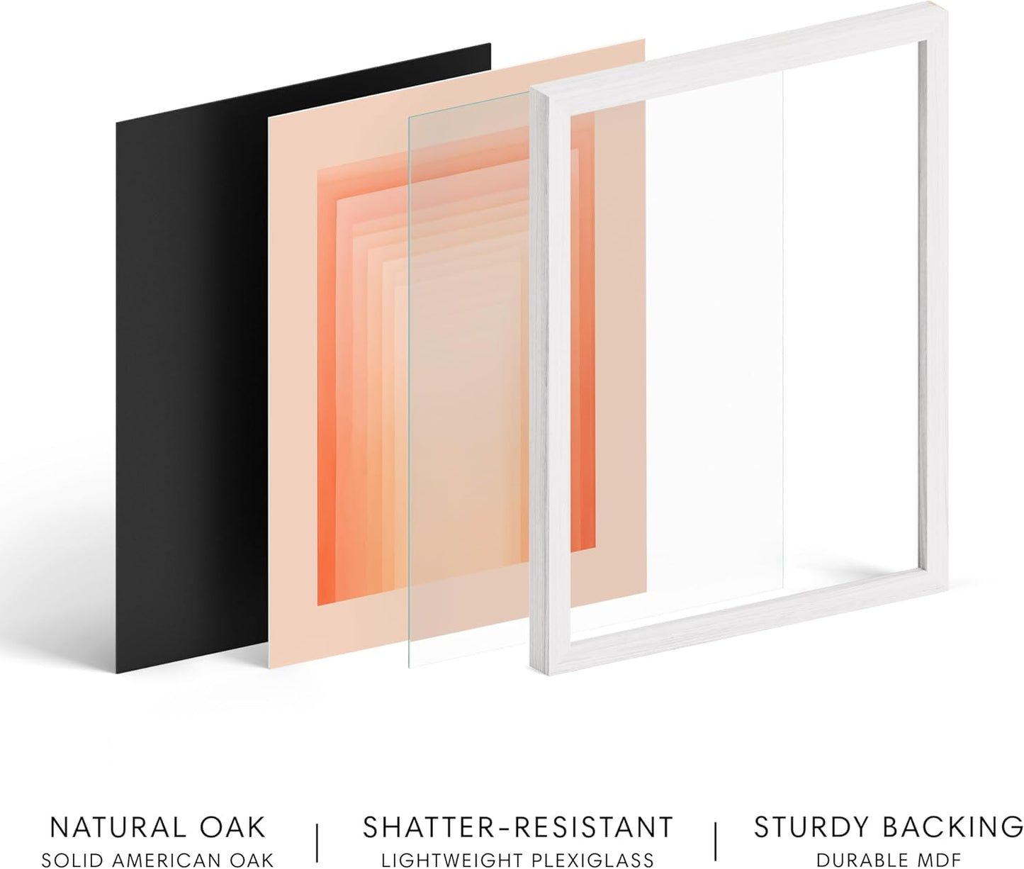 HAUS AND HUES Colorful Abstract Wall Art - Minimalist Retro Picture for Living Room Decor, Red and Pink Modern Wall Art Painting (Pink Geometric, White Frame, 24x36)