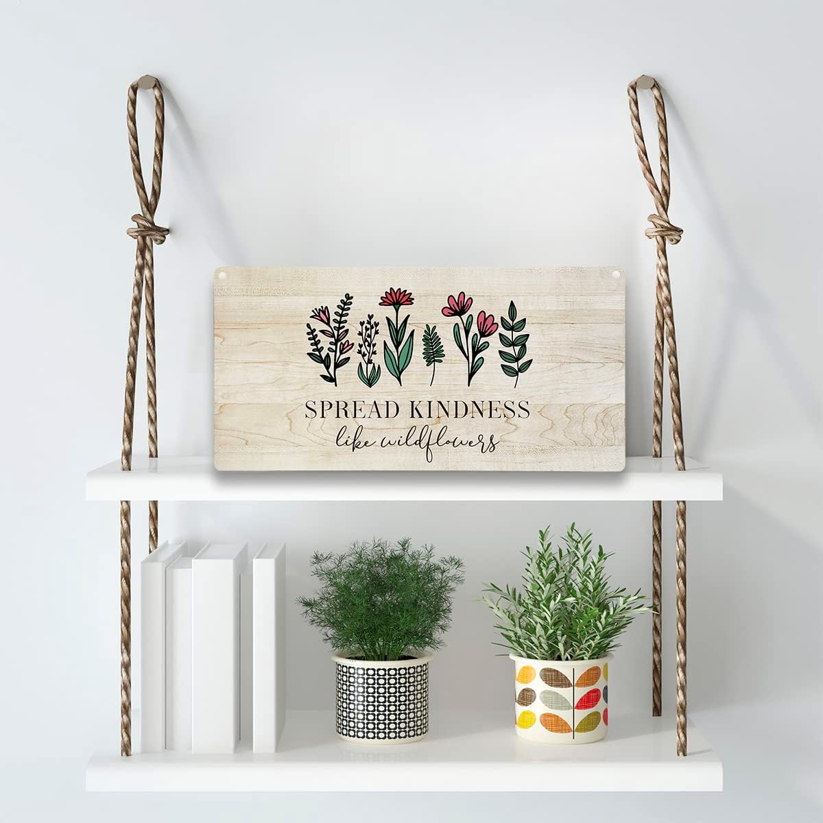Spread Kindness Like Wildflowers Wooden Hanging Sign Inspirational Gifts for Women Birthday Gifts for Her Female Sign for Room Home Bedroom Decor 6x12 Inches