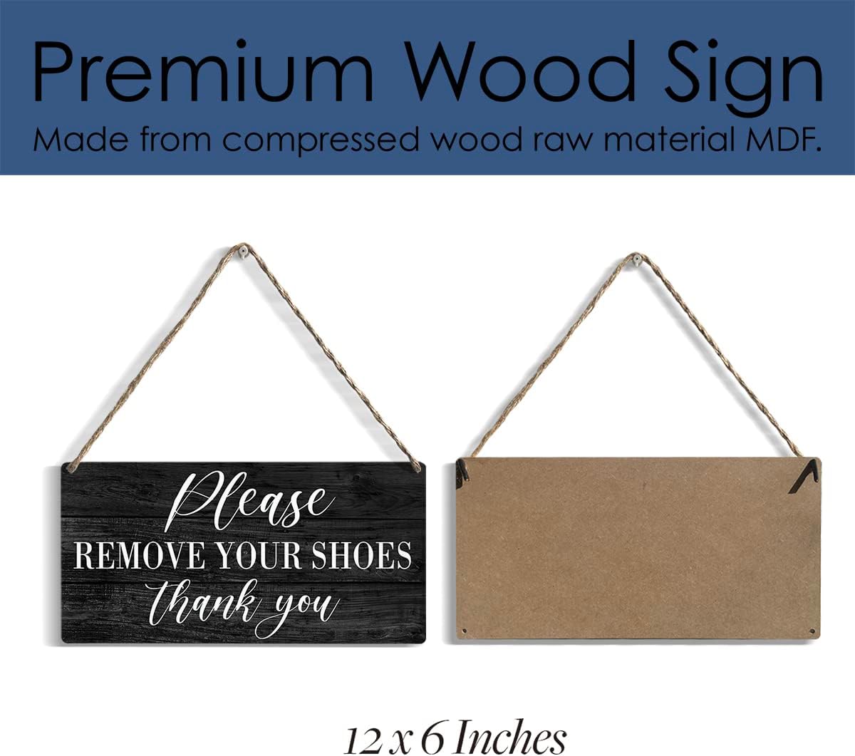 Please Remove Your Shoes Thank You compression Wood Sign Rustic Shoes off Compression Wood Hanging Plaque for Home Wall Art Decoration 6 x 12 Inches Present