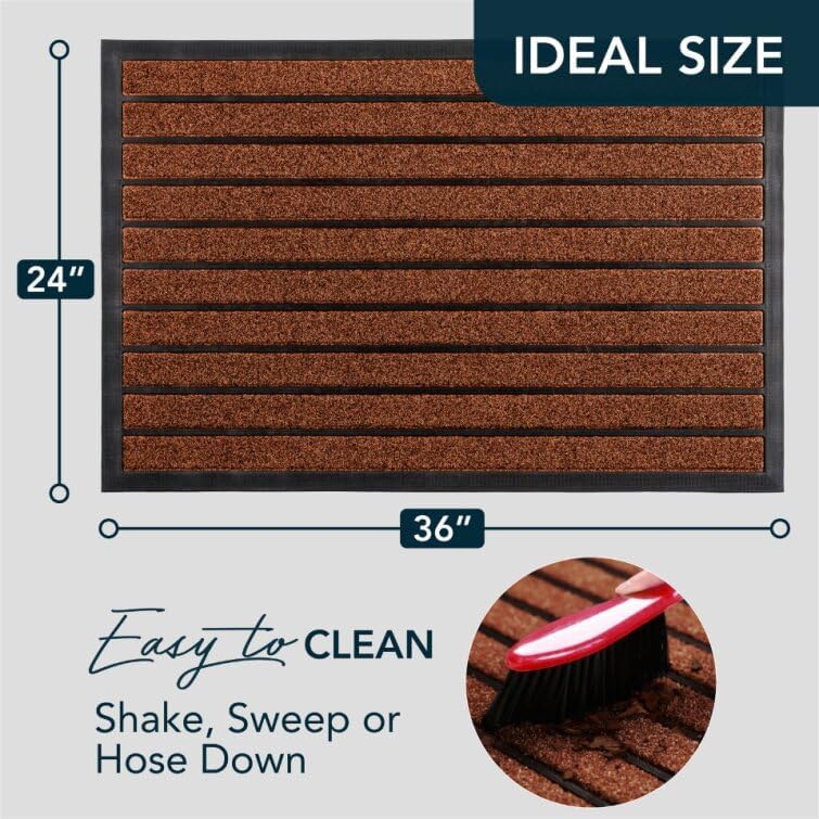ubdyo Extra Durable Door Mat - Dirt Trapping Outdoor Welcome Mats - Non-Slip Outdoor Indoor Entrance - Low Profile Front Doormat (36" x 24", Bright Burgundy)