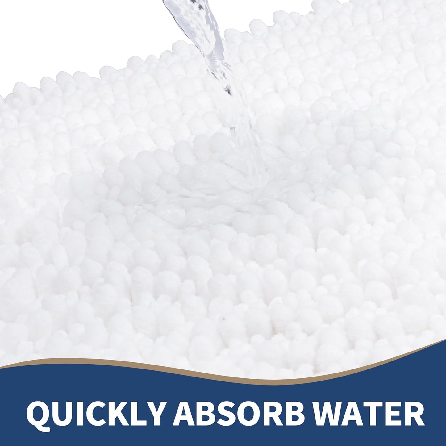 Yimobra Bathroom Rugs Sets 2 Piece - Quick Dry Extra Thick Luxury Chenille Bath Mat, Non Slip Super Absorbent for Tub Shower Sink, Machine Washable Shaggy Floor Mat, 24"x17+24"x20" Inch, White