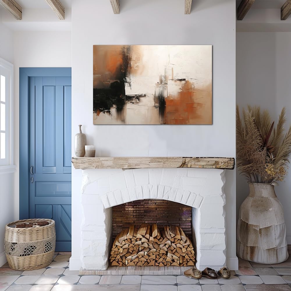 Black and White Canvas Wall Art Decor for Living Room Large Abstract Wall Art Pictures for Bedroom Brown Artwork Painting Large Modern Canvas Print for Home Office Decorations (32x48inches)