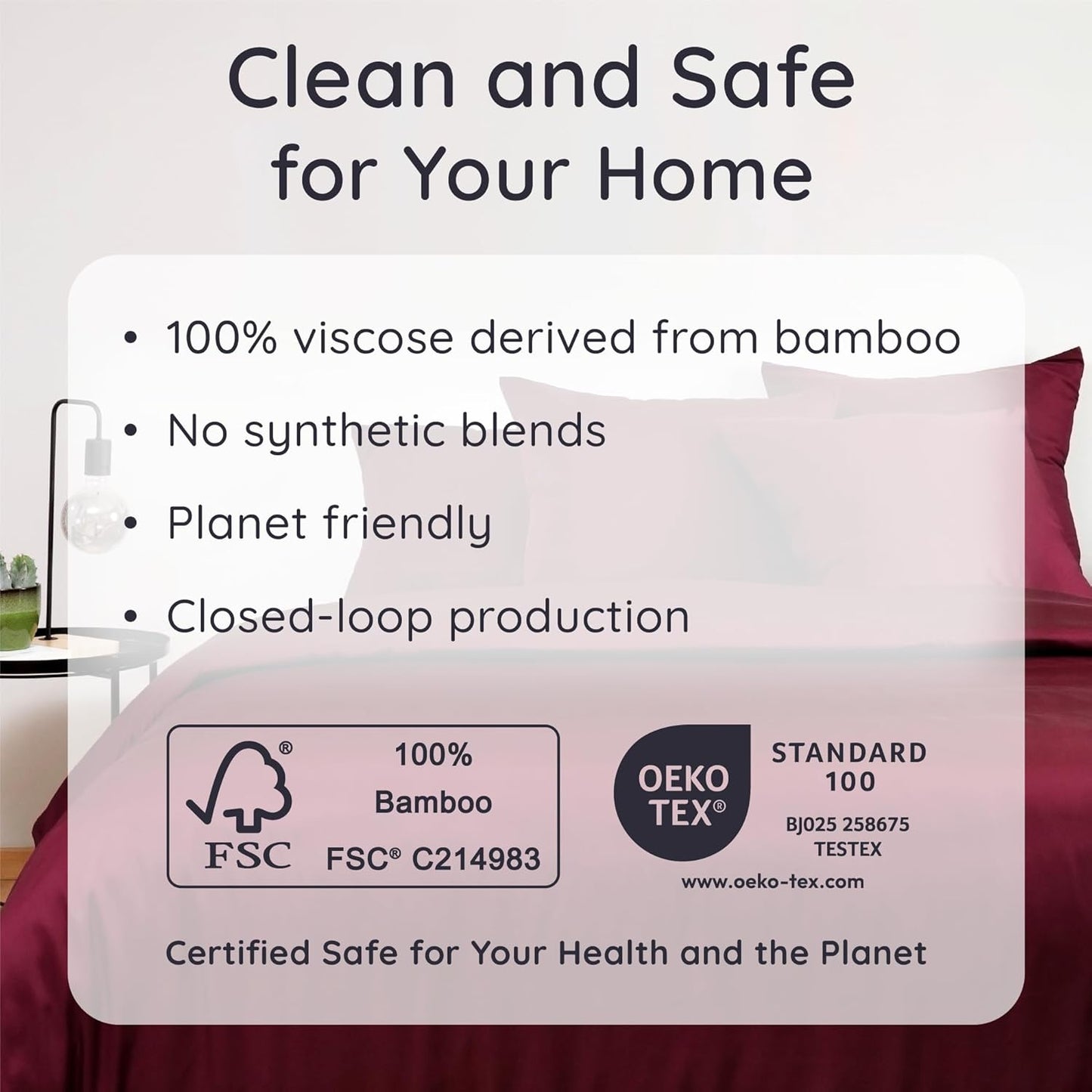 Bambaw 100% Viscose Derived from Bamboo Queen Sheet Set 6 Piece, Queen Size Cooling Sheets for Hot Sleepers, Super Soft Sheets Queen Size, Deep Pockets Fits Up to 16'' Mattresses (Burgundy)