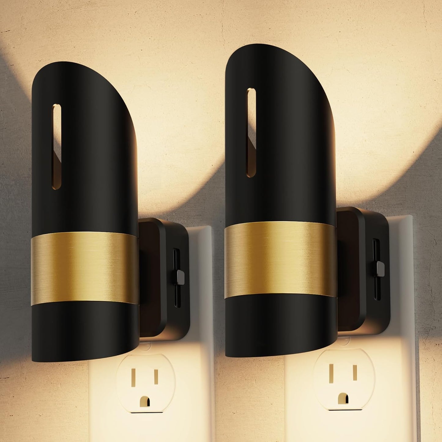 L LOHAS LED Night Lights Plug into Wall, [2 Pack] Dimmable Night Light with Dusk to Dawn Sensor,0-100LM Brightness Adjustable,3000K Soft White,Modern Nightlight for Adults Bathroom Hallway